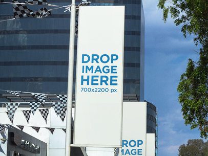 Big Vertical Signs Mockup Outside a Car Sale