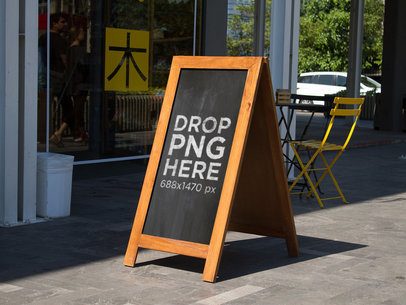 Chalkboard Standing Sign Mockup Outside a Restaurant a14956