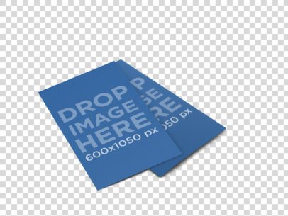 Two Vertical Business Cards Mockup Lying on a Transparent Background