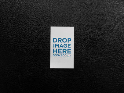 Vertical Business Card Template Lying on a Leather Texture a14998