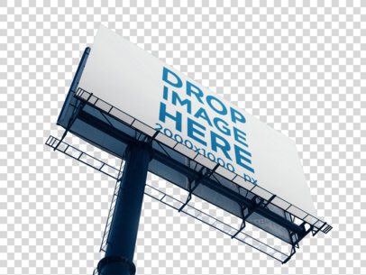 Mockup of a Billboard Sign from Below Against a Transparent Background