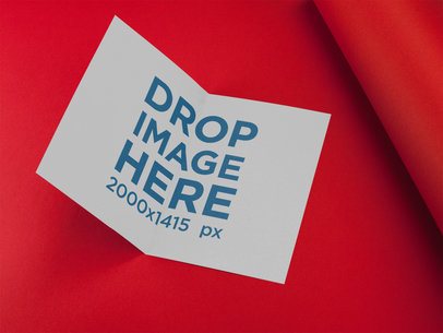 Bifold Brochure Template Lying Open in a Red Room