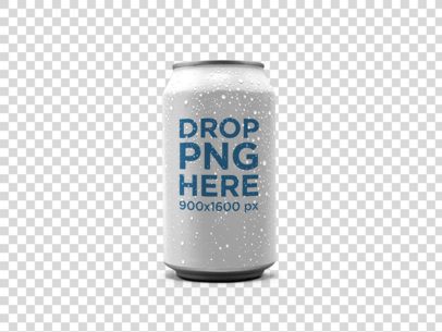 Beer Can Mockup Standing Against a Transparent Background