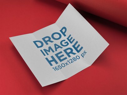 Open Trifold Brochure Mockup Lying on a Red Surface