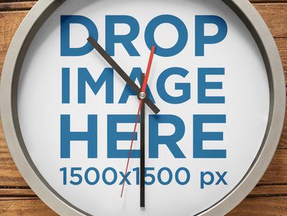 Closeup Mockup of a Round Clock on a Wooden Wall a15234
